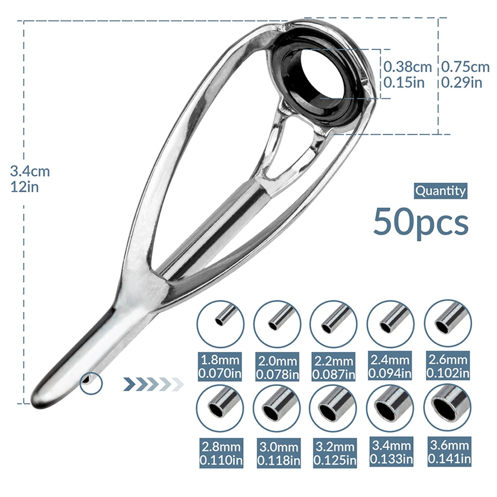 THKFISH 50 قطعة الصيد رود أدلة - مراجعة Fishing Rod Tip Replacement وسعره