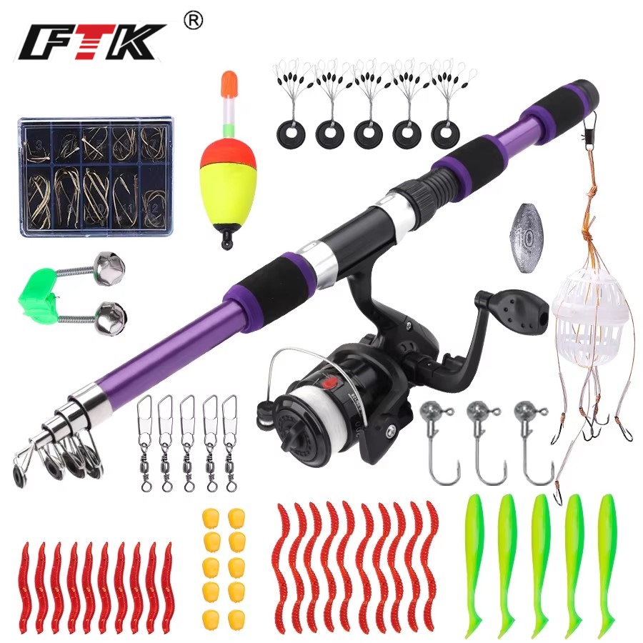 FTK 1.8M المحمولة الغزل الصيد  - مراجعة Fishing Rod Carbon Fiber وسعره